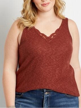 Maurice’s Lace-Trim Rust V-Neck Tank